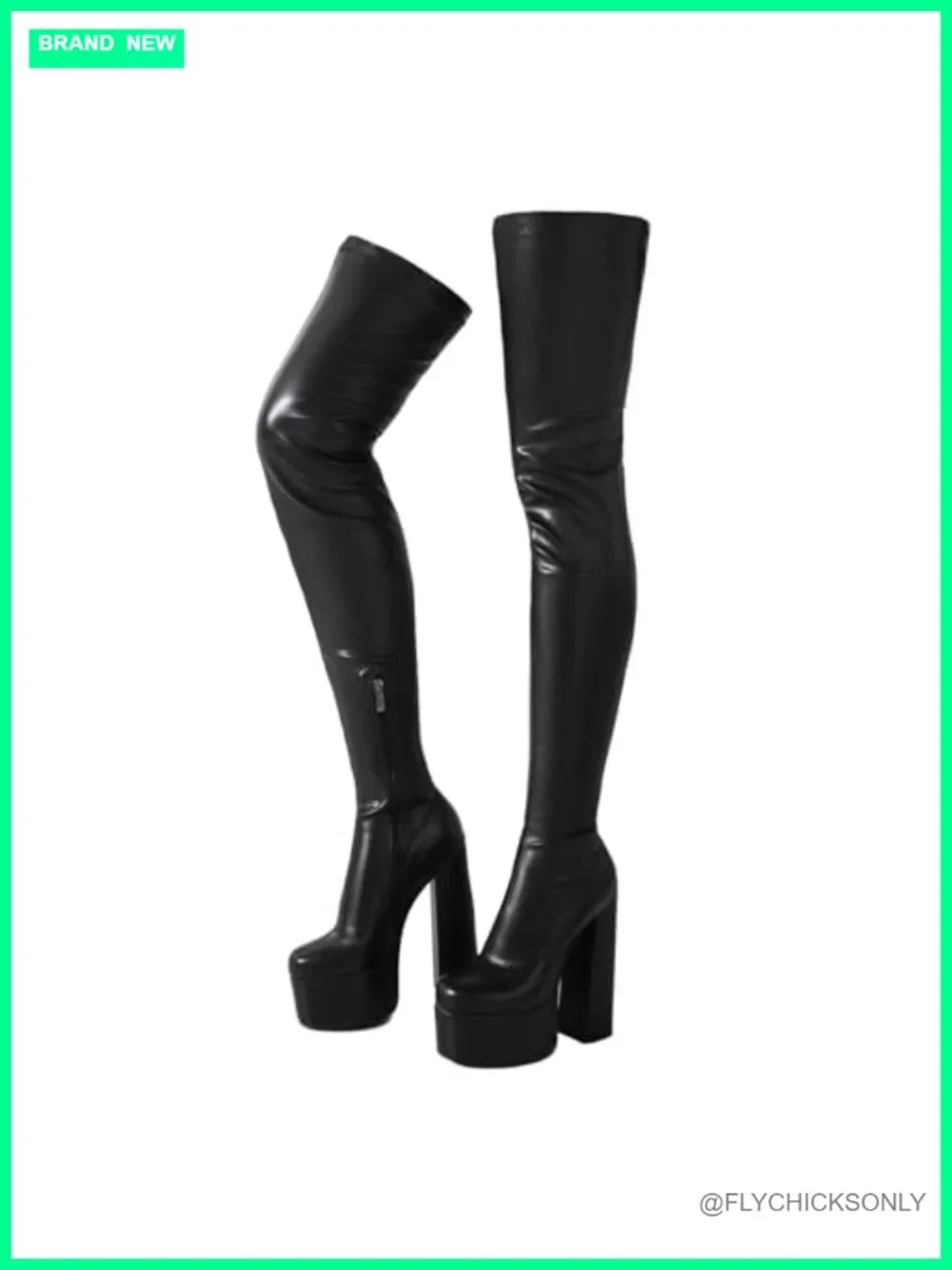 Over-the-Knee Block Heel Boots for Women, Round Toe, Zip Closure